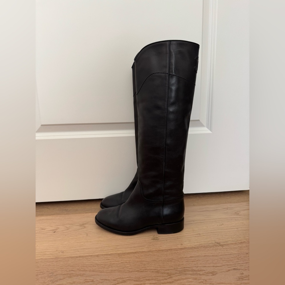 CHANEL Black Leather Knee-High  Boots - Picture 6 of 15